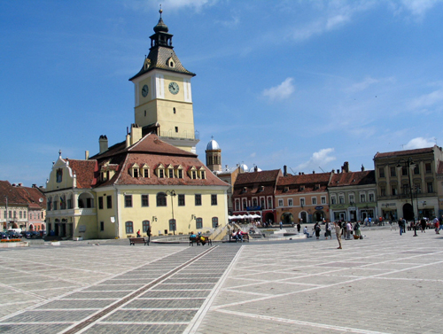 la piazza medievale di Brasov