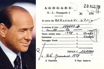 L'attestato di iscrizione di Berlusconi alla P2